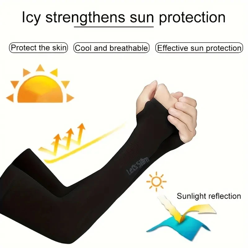 2pcs (1 Pair) Women\'s LCE Silk Arm Sleeve Sports Sleeve Sun Protection Hand Cover Cooling Gloves For Running Fishing Bike