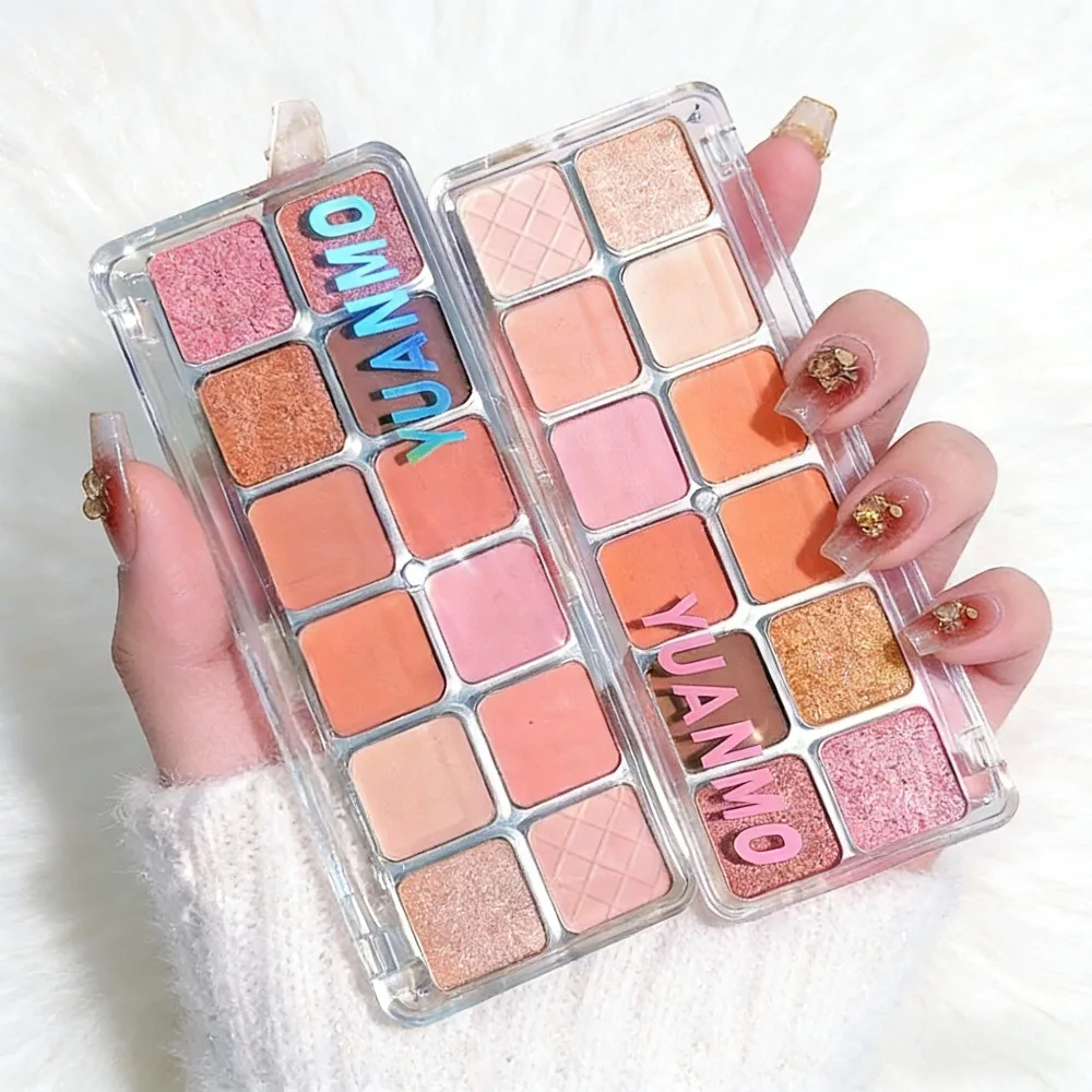 Palette di ombretti scintillanti a 12 colori Regalo di festa con glitter perlescenti per spettacoli teatrali Marrone Corallo Rosa Viola