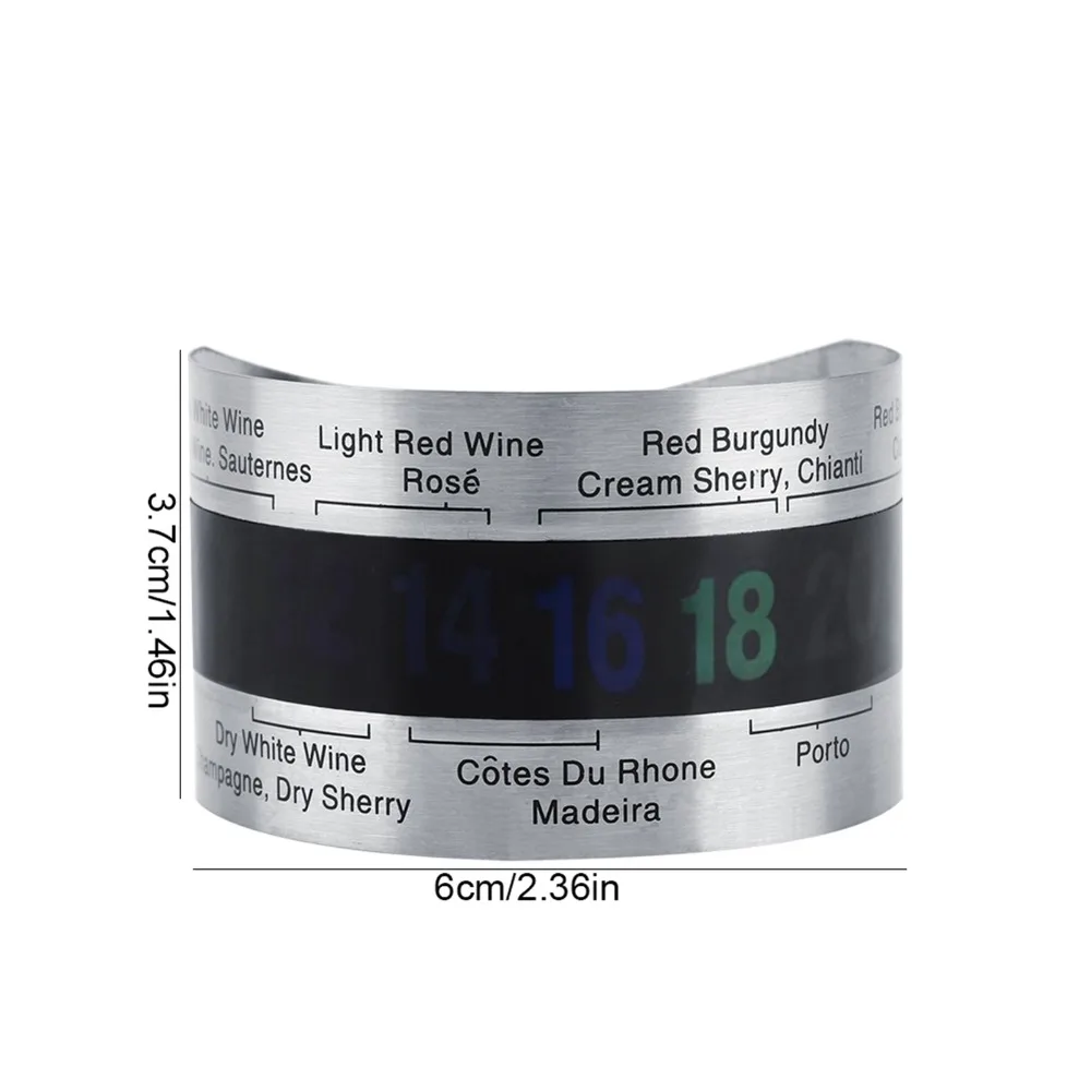 Stainless Steel Wine Thermometer LCD Display Bracelet Design Bottle Thermometer Easy to Use Durable Wine Temperature Bracelet