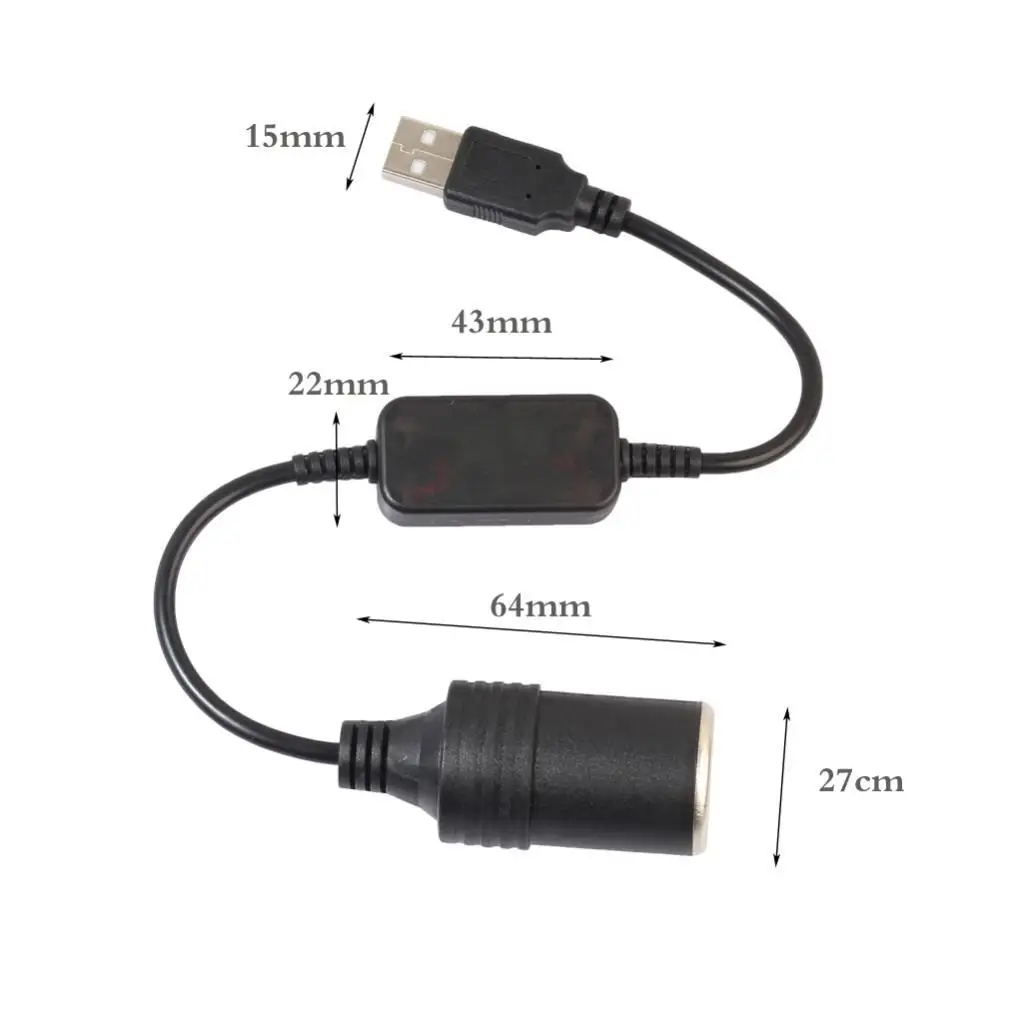 Câble d'alimentation de chargeur de commutation de prise de cig femelle, pipeline 5V, USB vers 12V, 1A