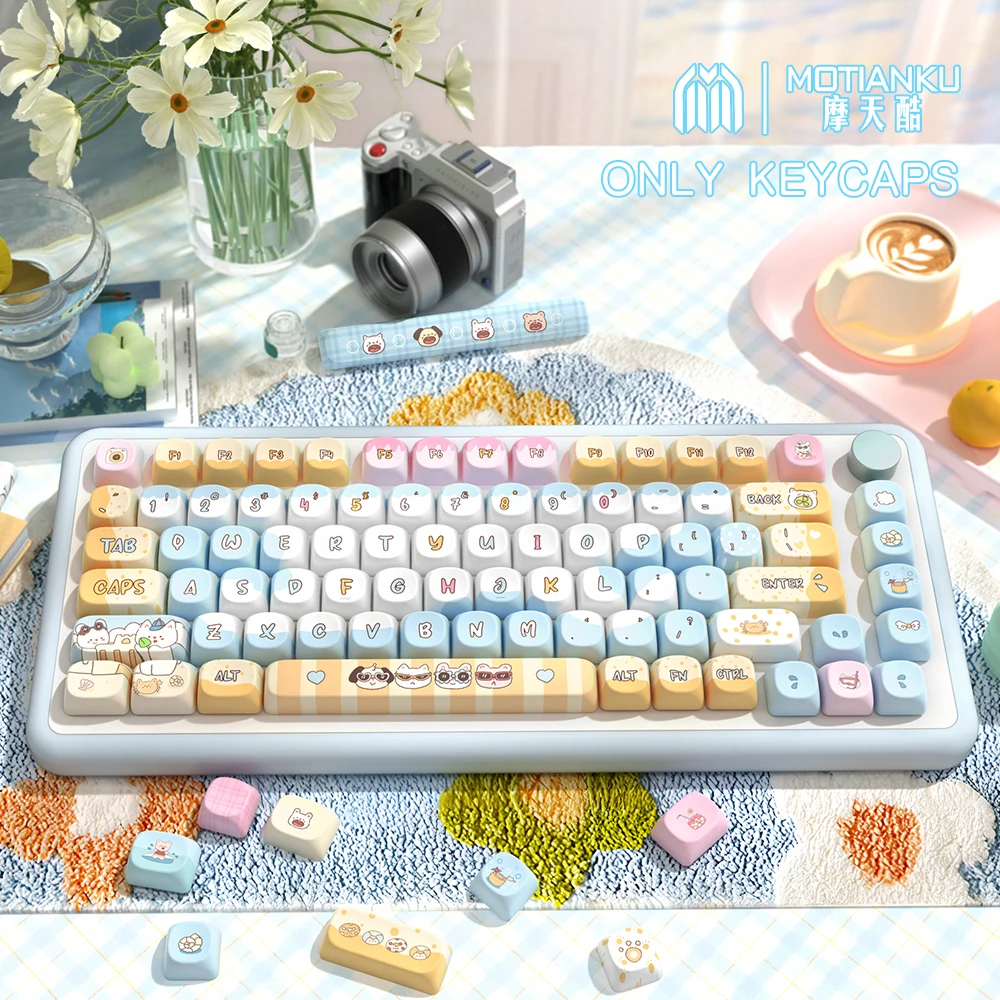 Imagem -02 - Tema Seaside Keycaps para Teclado Mecânico Perfil Mca Keycap Personalizado dos Desenhos Animados 7u e Iso Key Cap