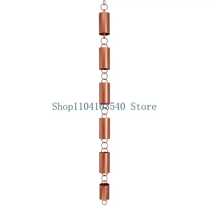 02DC Cylindrical Roof Rain Chain in Aluminum for Directing Runoff Along a Visible Hanging Route at Porches and Gazebos