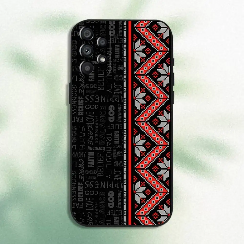 U-Ukraine Ornaments P-Pattern جراب هاتف لهاتف سامسونج جالاكسي A20، A21s، A22، A31، A32، A52، A53، A72، 73، A80 غطاء أسود ناعم