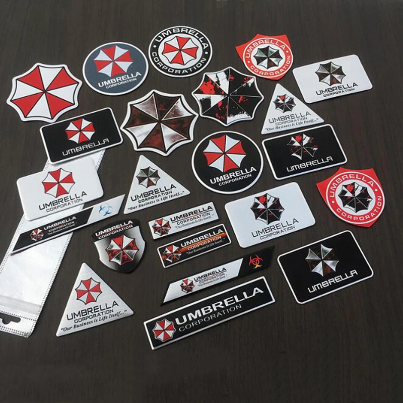Стайлинг автомобиля, 28 стилей, Umbrella Corporation, алюминиевая эмблема, стикер, автомобильный мотоцикл, чемодан, ПВХ наклейка, аксессуары