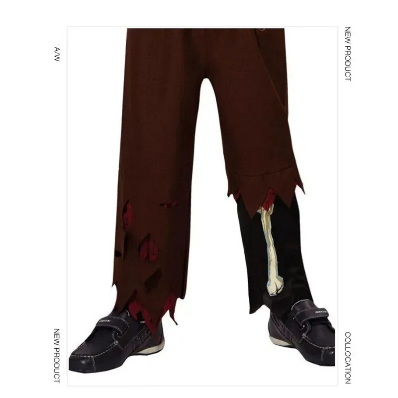 الهيكل العظمي الملابس أعلى السراويل كاوبوي تأثيري حلي فستان الهالوين حتى دعوى مرحلة الأداء ارتداء مهرجان حزب الزي ob;8