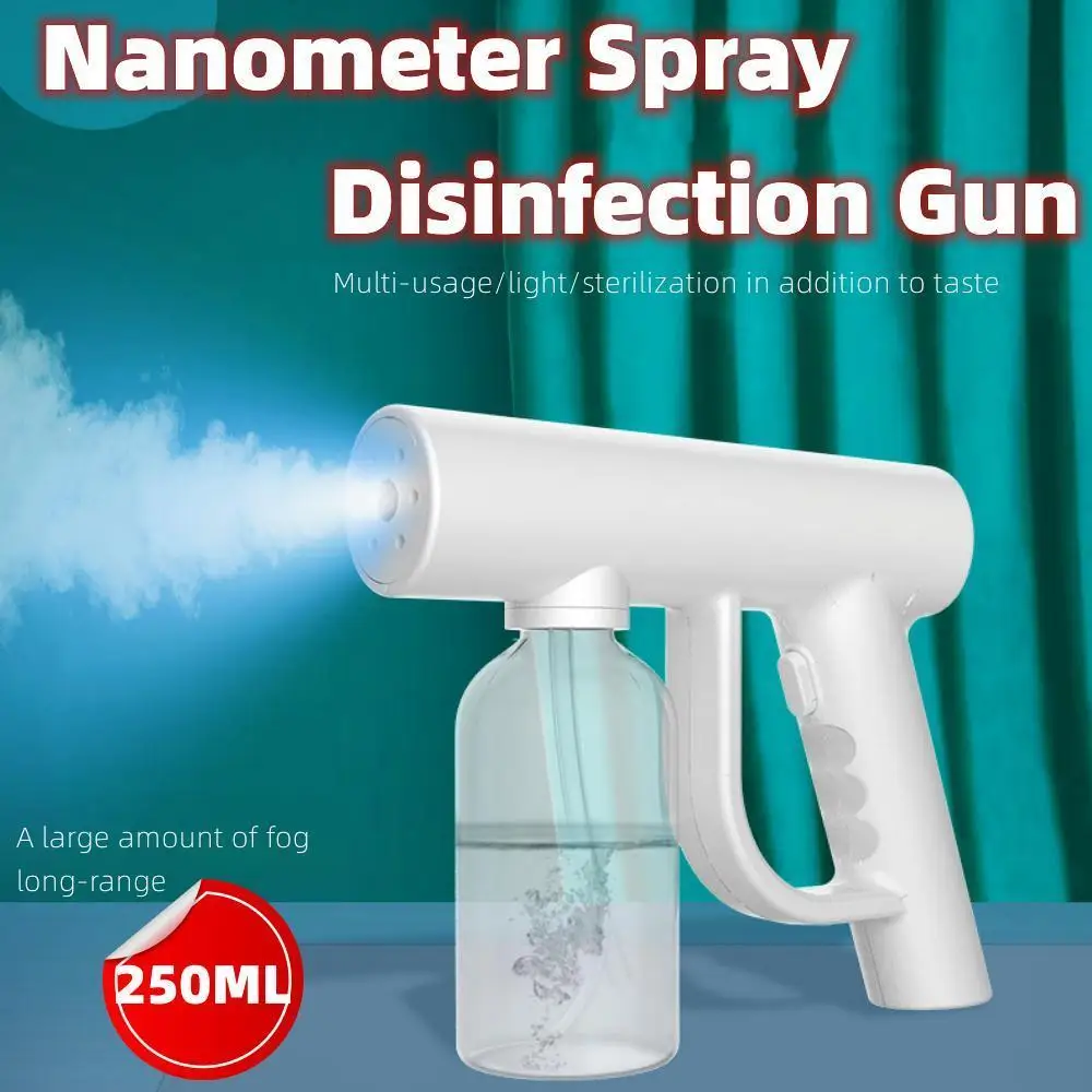 

250ML Wireless Nano Atomization Spray Gun Blue Light Fogging Disinfection Sprayer Gun Handheld Disinfection Spray Gun Type-C