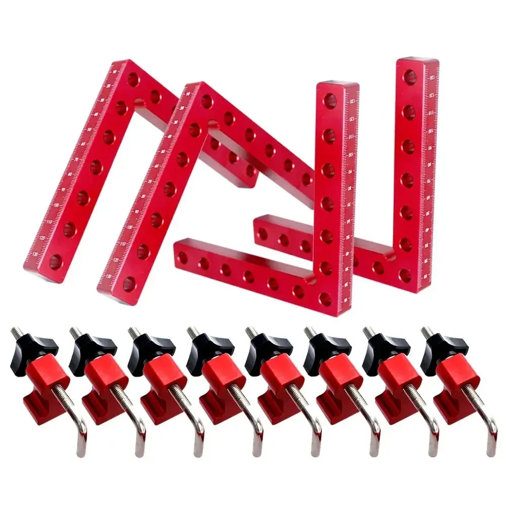 yes120/140MM 6PCS 90 Degree Right Angle Ruler Positioner Woodworker's Clamp Jigsaw Fixed Photo Frame Aluminum Alloy Fixing Clip