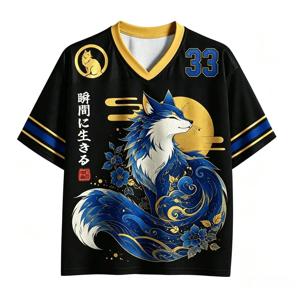 Unisex Gothic Mystical Wolf Jersey Top Men Women Fantasy Spirit Beast Short‑Sleeve Tee Dark Magical Aesthetic Street Shirts