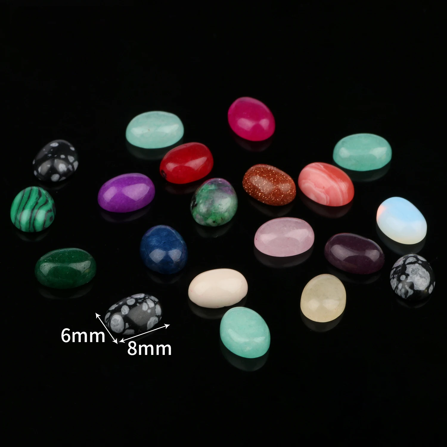10pcs Natural Stone Mixed Oval Water Drop CAB CABOCHON Beads Geometric Rings for Jewelry Making Handmade Diy Craft Accessories