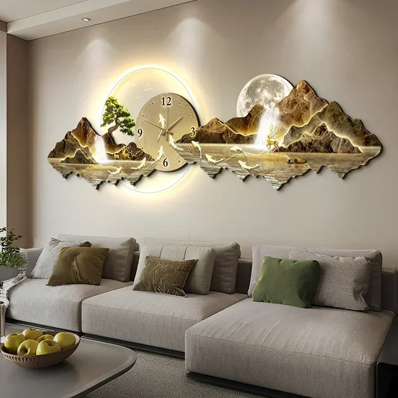 2025 Large Illuminated Wall Clock Silent Nordic European Luxury Art Wall Clock Design Modern Orologi Da Parete Home Decoration