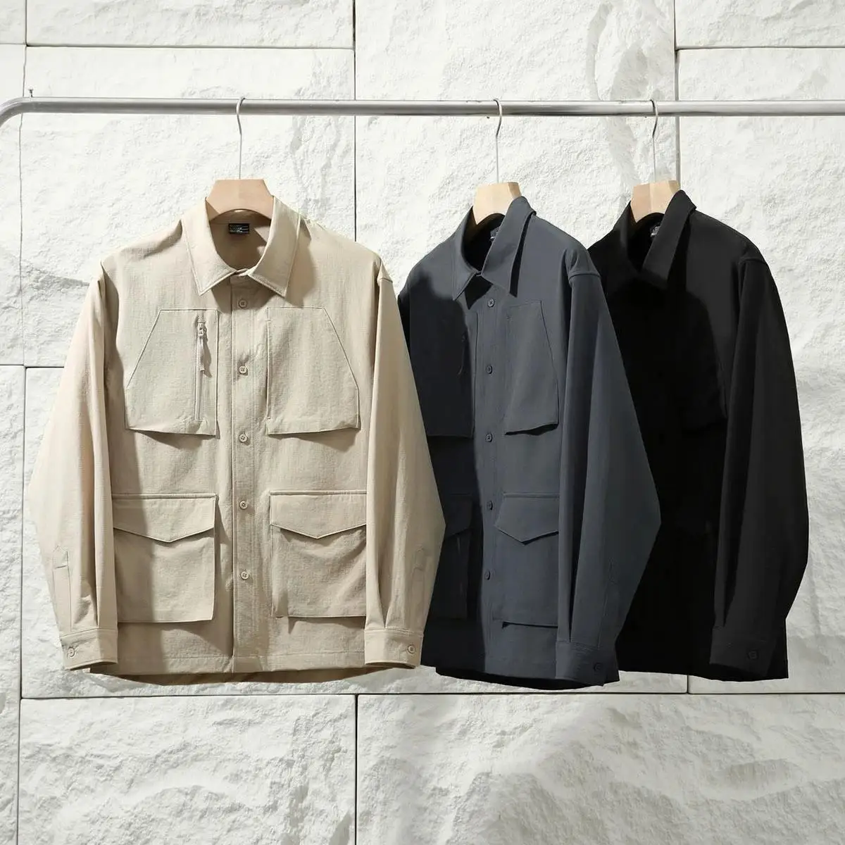 

3D Tailored Men's Hunting Jacket Shirt Outerwear Outdoor Workwear Polyester Fiber Loose Fit Autumn Seasonal Fashion