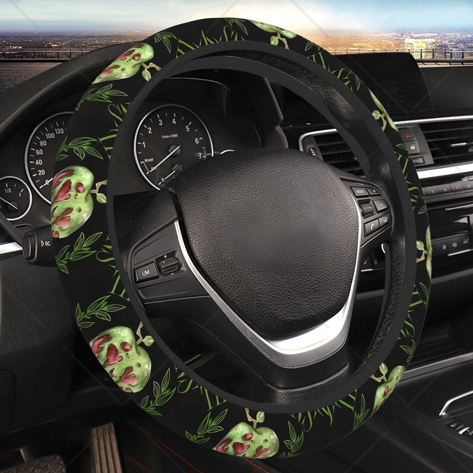 Poisonous Apple 15-inch Neoprene Steering Wheel Cover Universal Fit for Sedans SUVs Interior Accessory for Men Women