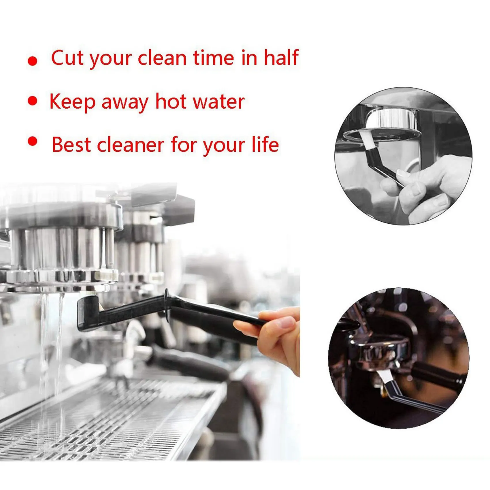 ABSE-Coffee Machine Cleaning Brush With Spoon Tool Set For Espresso Machine Group Head,Pack Of 6,Black