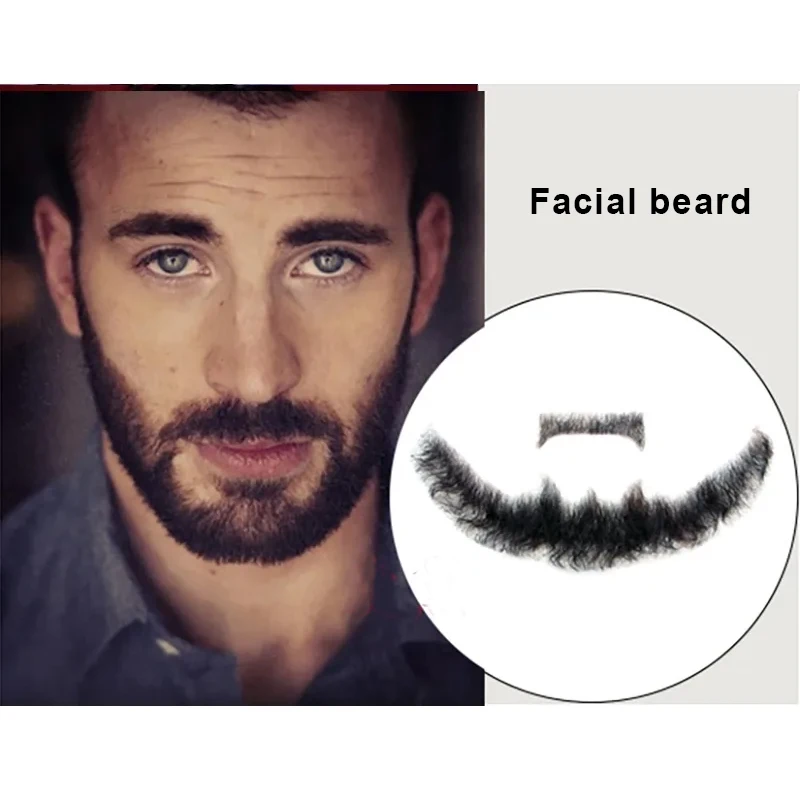 Men Black Brown Realistic Fake Moustache Daily Wear Weaving Props Men Makeup Facial Invisible Beard Human Hair Beard Handmade