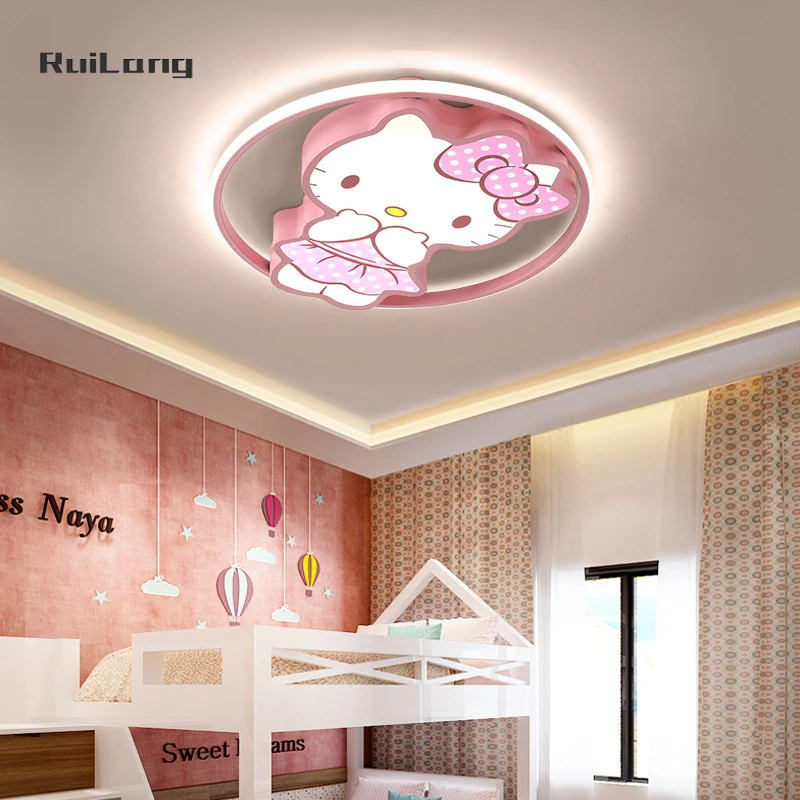 Imagem -03 - Luzes de Teto Kawaii para Crianças Lâmpada Rosa Gato dos Desenhos Animados Decoração do Quarto Gatinho Bonito Luz de Teto Quarto da Menina Plafonnier