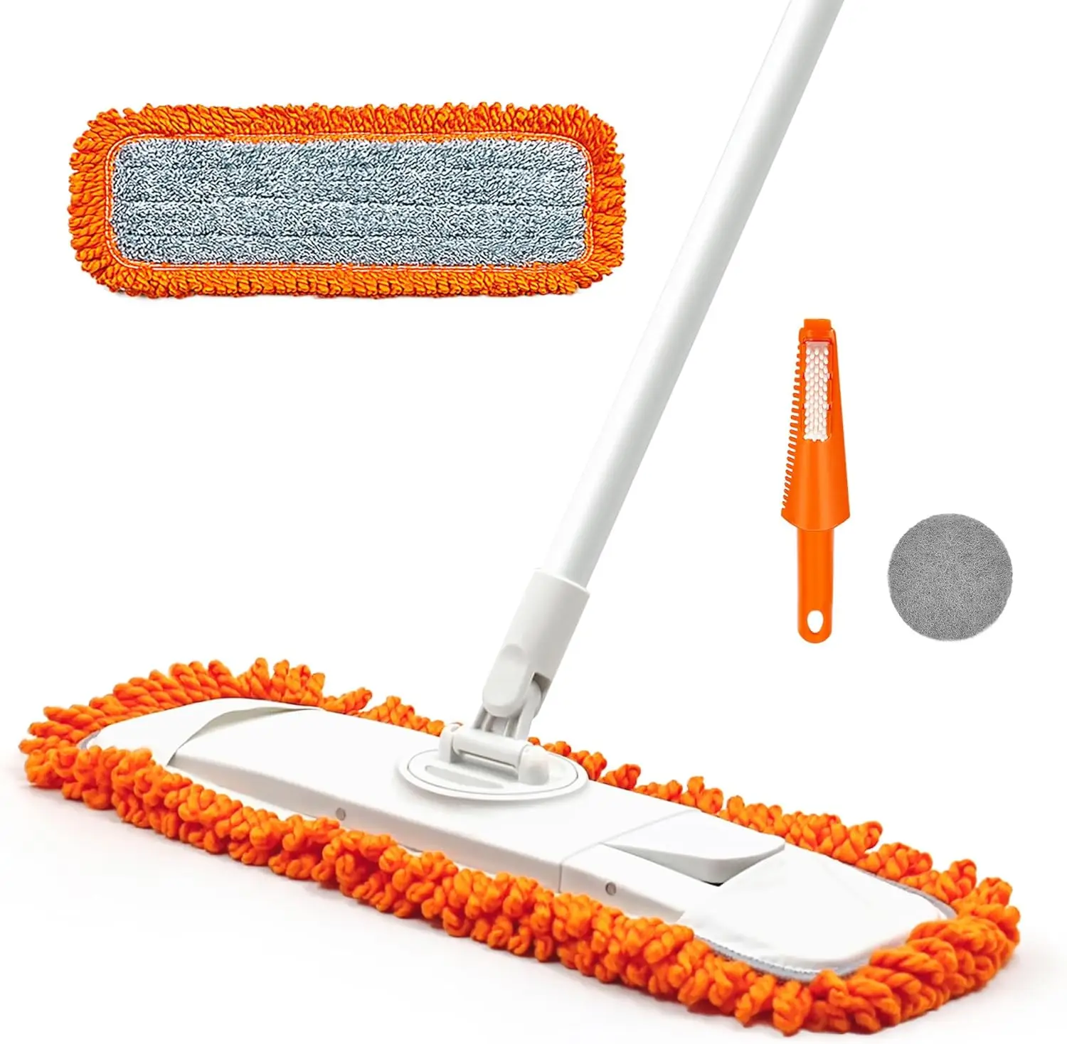

Flat Mop for Floor Cleaning with Washable Microfiber Pad, Adjustable Handle, 360° Rotating Head for Hardwood, Tile, Marble