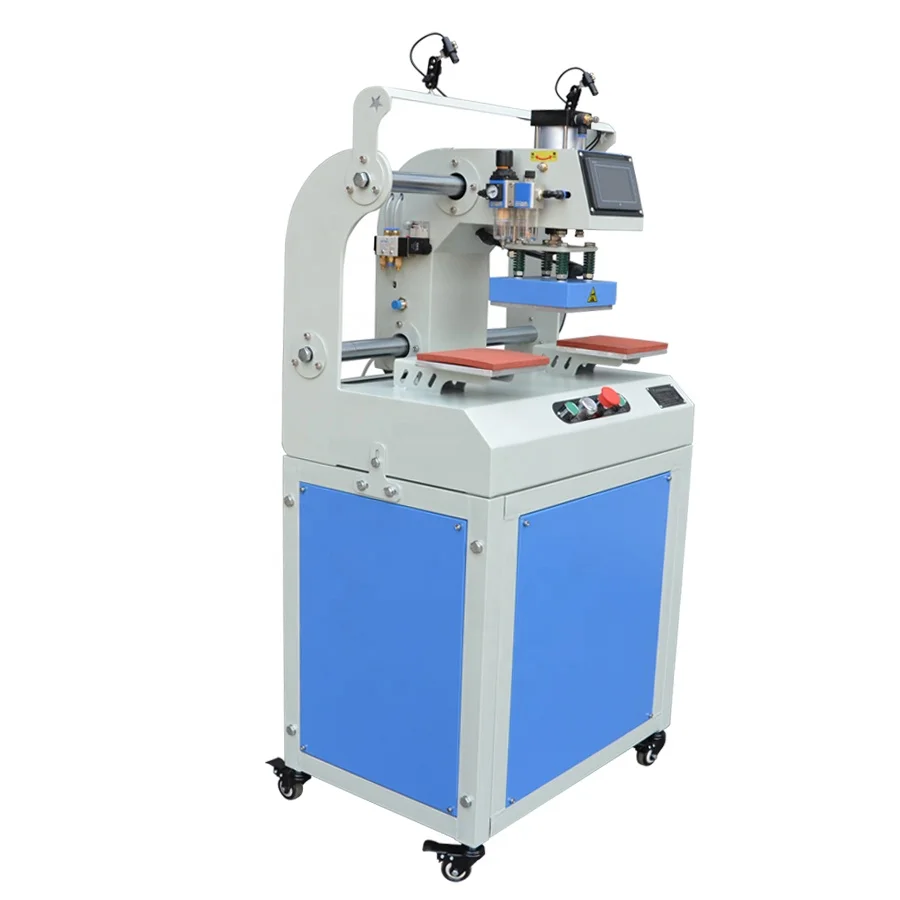 Automatic pneumatic PLC system digital printing double station label 20*30 heat press machine for t shirt leather logo