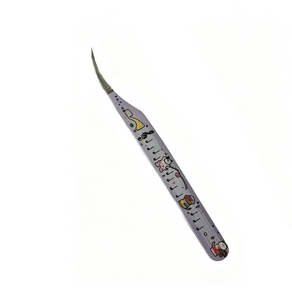 Stainless Steel Precision Tweezers High Precision Anti-static False Eyelash Tweezers Cartoon Non Slip Grip Craft Tweezers
