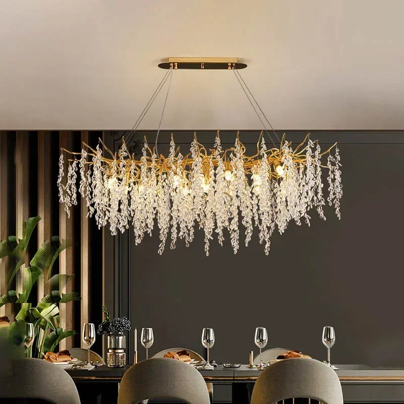 Branch-shaped crystal chandelier living room art home decoration indoor loft bedroom ceiling modern luxury LED chandelier