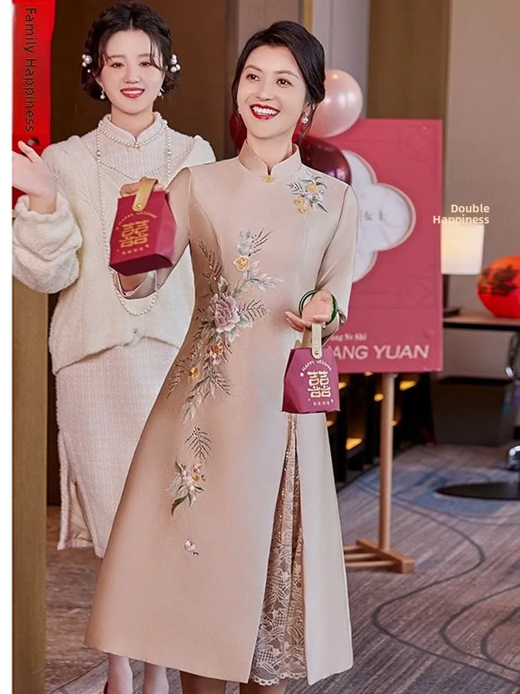 

Ele Young Materni Dr Cover Belly Wedding Dr for Mother of the Bride New 2025 Spring Faion High Waist A-Line Skirt