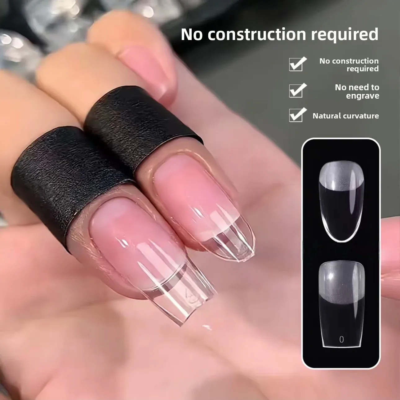 Full-coverage construction nail tips straight square slim T-shaped oval almond-shaped semi-matte, no-brush nail tips