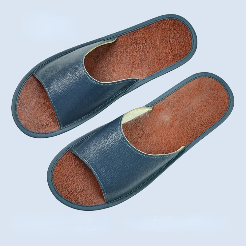 XIHAHA Summer Fashion Cowhide Genuine Leather Slippers Men Soft Bottom Home Slippers Women Non-Slip Shoes Women Sandals