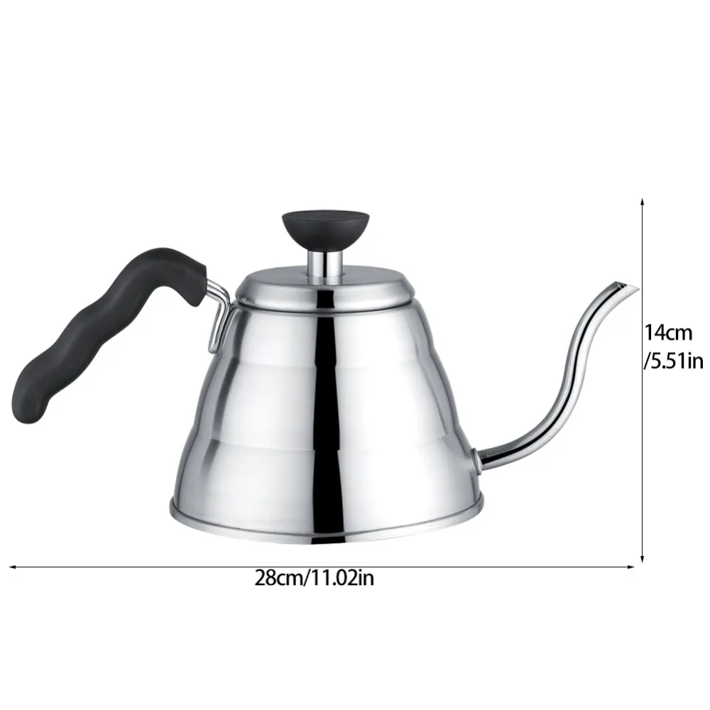 Stainless Steel Hand Drip Pot 1L Capacity Long Mouth Pour Over Kettle Ergonomic Handle Gooseneck Shaped Gooseneck Kettle