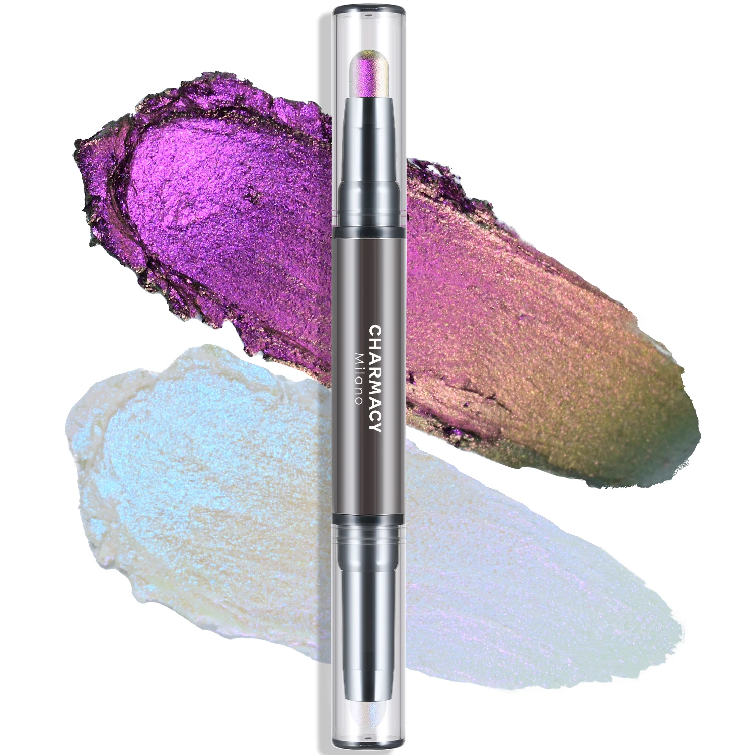 CHARMACY Double End Multichrome Eyeshadow Sticks Highlighter Waterproof Shimmer Eyeshadow 6 Colors Stereo Eye Makeup Cosmetics