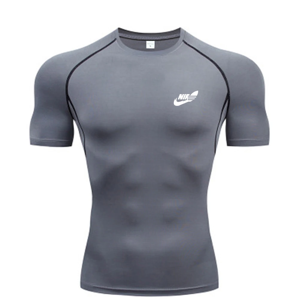 2024 Milk Silk Fitness T-shirt Men\'s Muscle Gym Compression Sportswear Quick-drying Breathable Sports Bottoming Shirt S-3XL