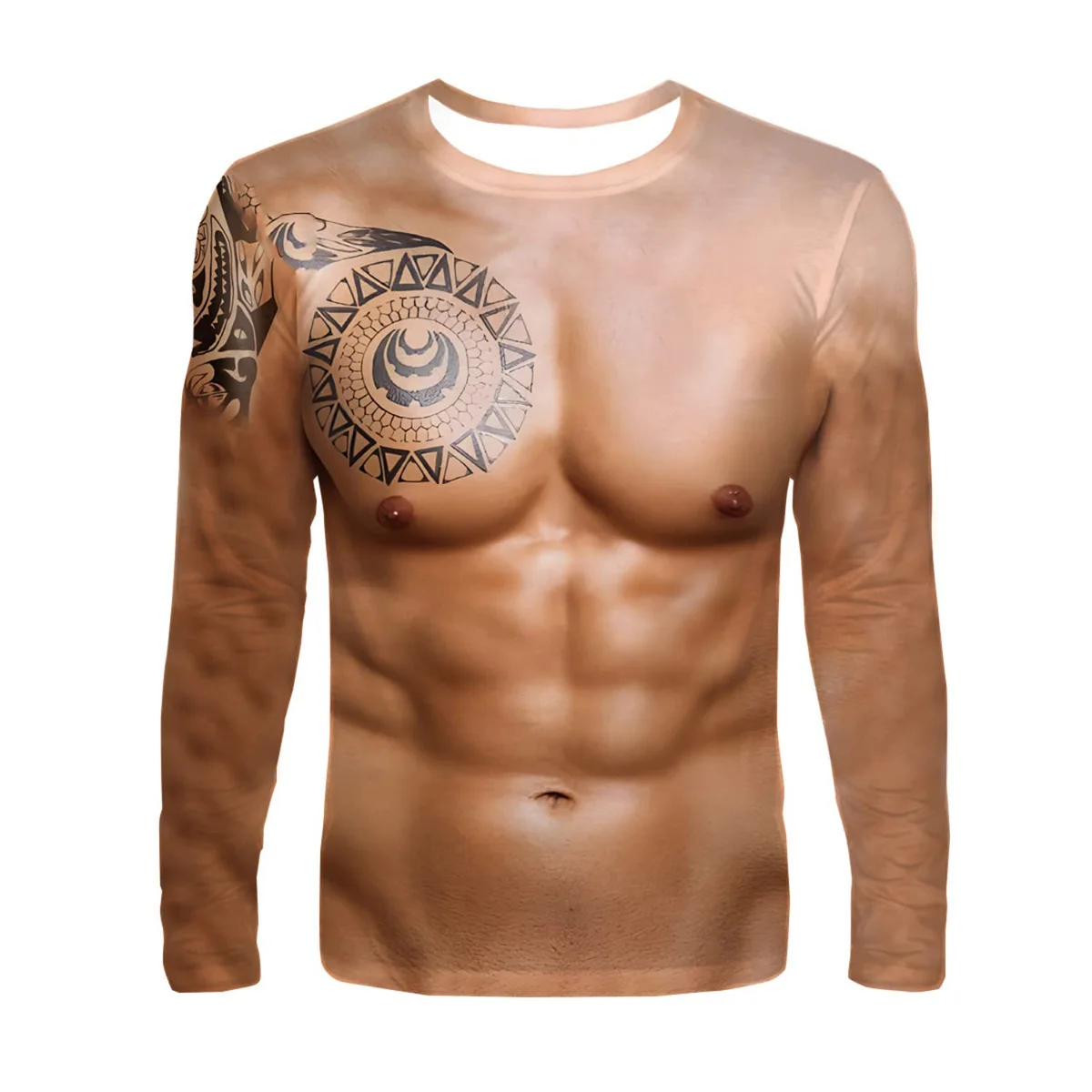 Fake Muscle Funny 3D Print T-Shirt Men Women Fashion O-Neck Hip Hop Long Sleeve Tshirts Oversized Harajuku Tees Top Man Clothing