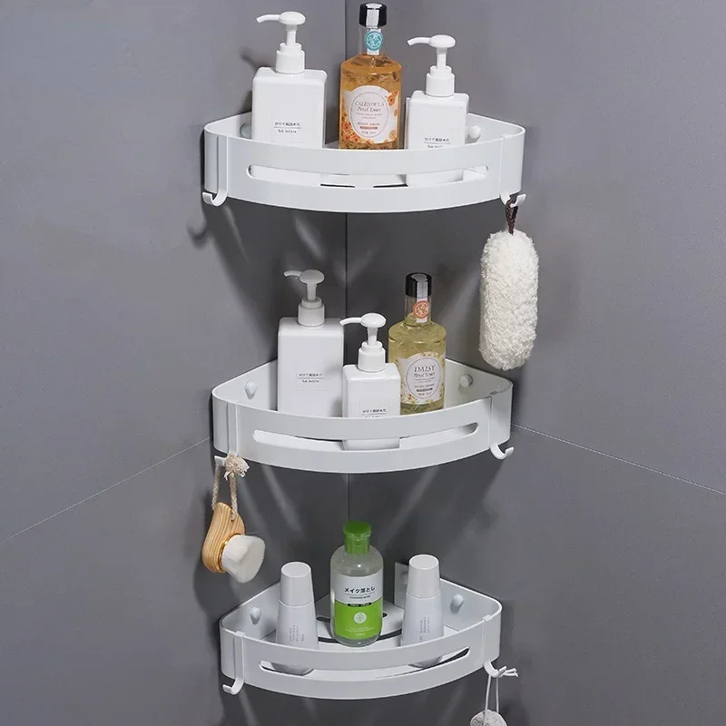 Wall Mounted White Aluminum Bathroom Soap Dish Bath Shower Shelf Bath Shampoo Holder Basket Holder Corner Shelf Wall Shelf