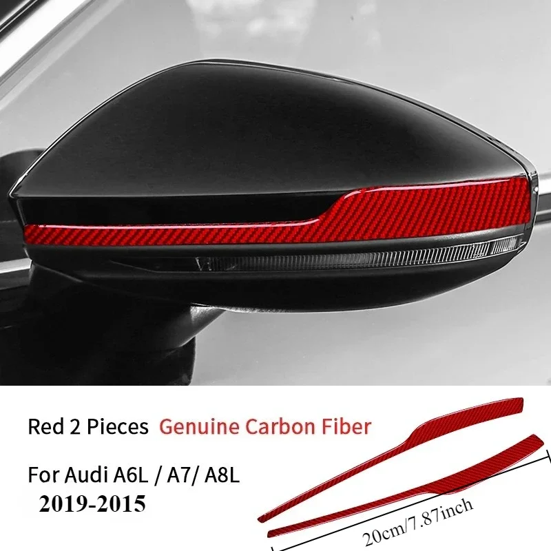 2Pcs Carbon Fiber Rear Mirror Cover Anti-Scratch Guard Decor for Audi A6L A7 A8L 2019-2025