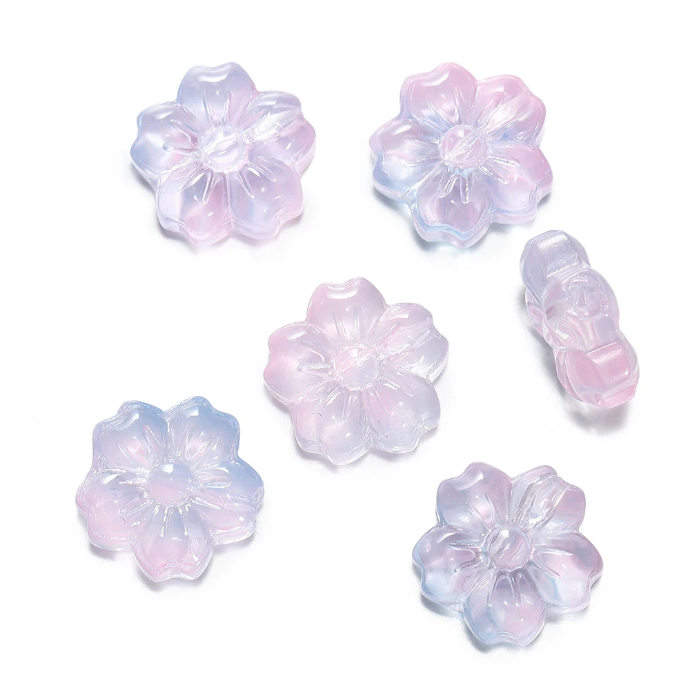 30 stuks gekleurde glazen bloemvormige kralen vijf bloemblaadjes bloem spacer kralen voor DIY ketting armband hanger sieraden maken bevindingen