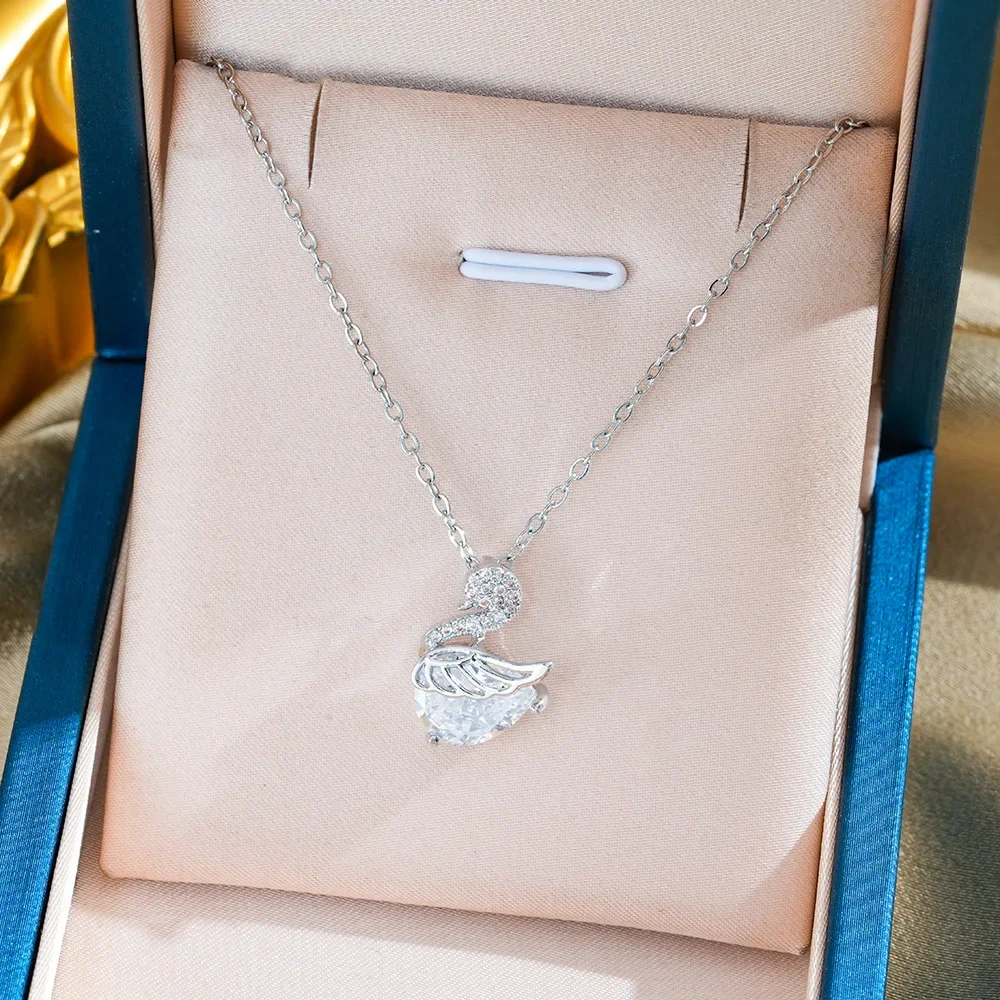 Самая продаваемая женская цепочка на ключицу с цирконием Little Swan, ожерелье из титановой стали, исключает модный и легкий роскошный шарм.