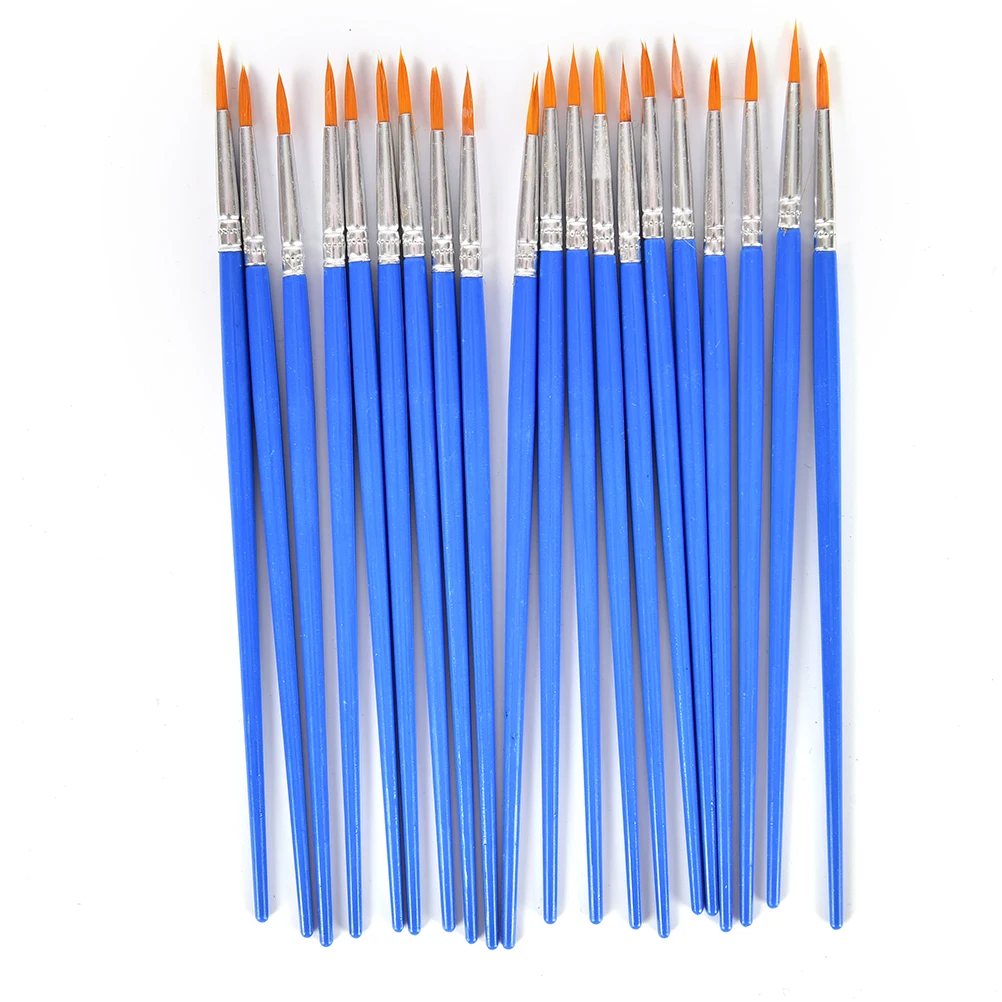 10 Pack Nylon Hair Artist Paint Brushes Acrylic Watercolor Round Thin Hand Tip Paint Brush Watercolor Brushes