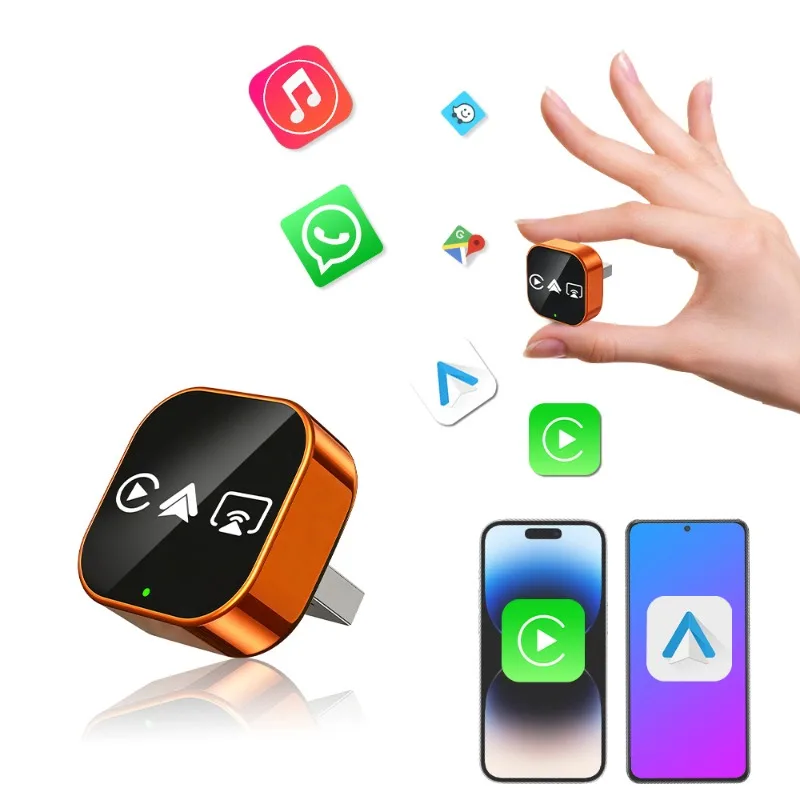 4 in 1 Car Wireless CarPlay Adapter Plug and Play for Car Stereo Radio Screen for iOS Android Auto Dongle AirPlay Miracast Box