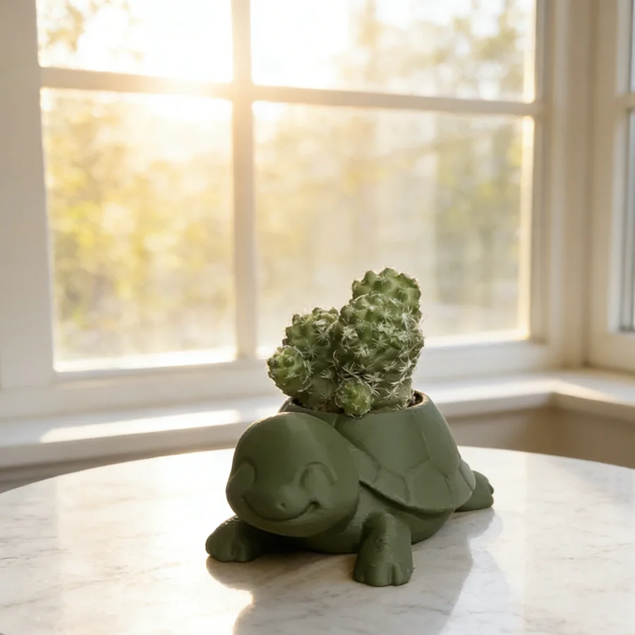 3D Printed Cartoon Animal Cute Turtle Succulent Flower Pot, Garden Planting Pot, Desktop Home Decoration & Garden Ornament