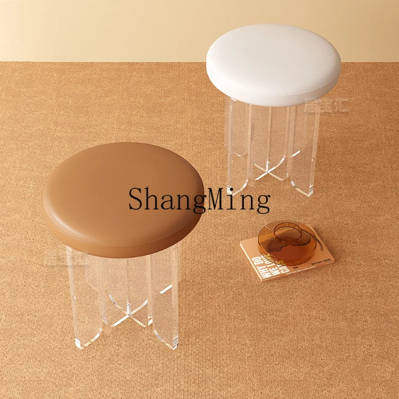 

SM acrylic makeup stool transparent high-end round low stool new home bedroom dressing chair