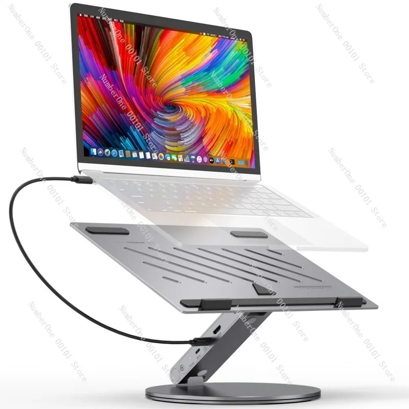 Aluminum Laptop Stand Adjustable Height Foldable Computer Stand 360 Rotation Ergonomic Notebook Holder