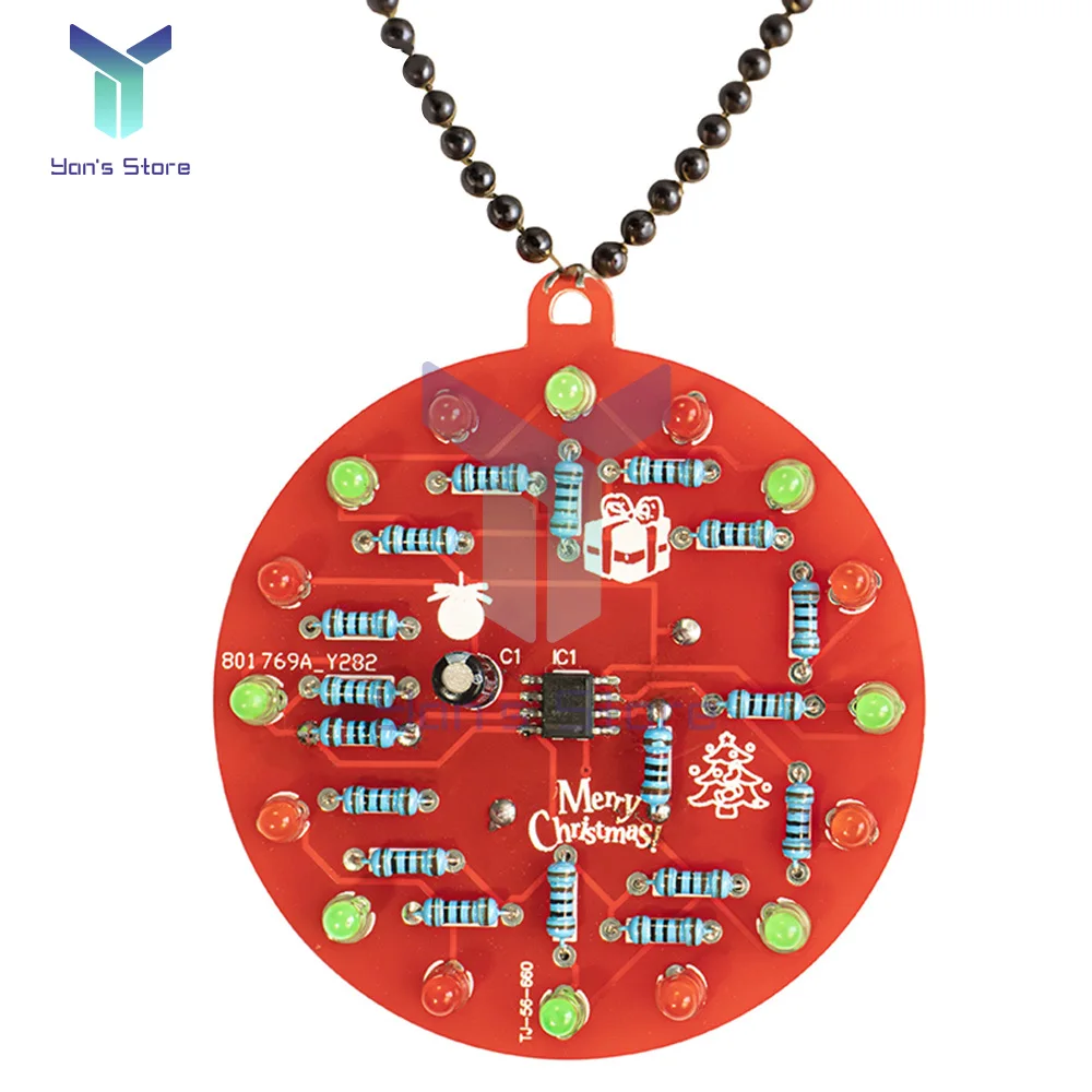 1Pc NE555 Flashing Light Pendant Production Kit LED Christmas Tree Decoration PCB Crcuit Ornaments For Beginner Welding Teaching