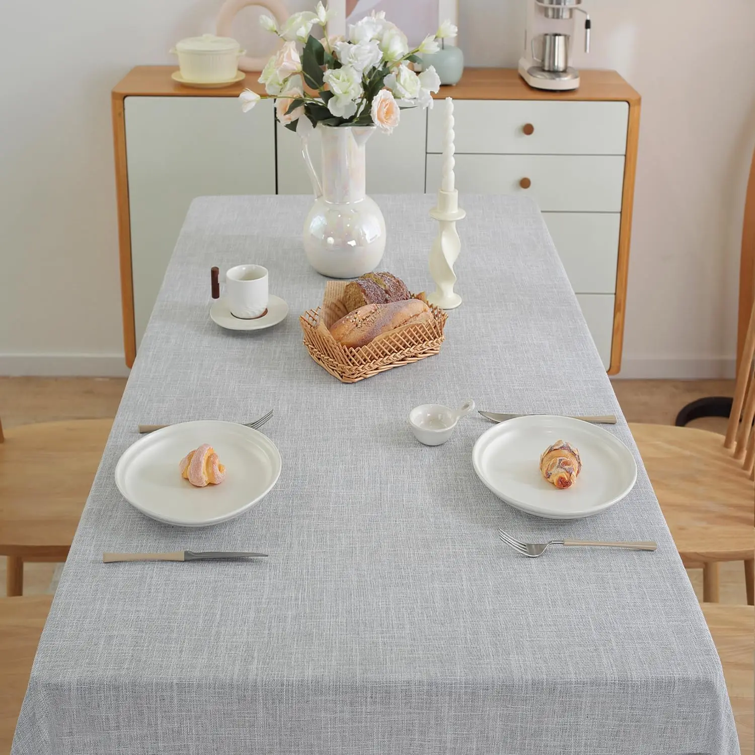 

Textured Tablecloth, Heavy Duty Linen Style Farmhouse Table Cloth Rectangle Table, Wrinkle-Free Washable Waterproof Table Cover