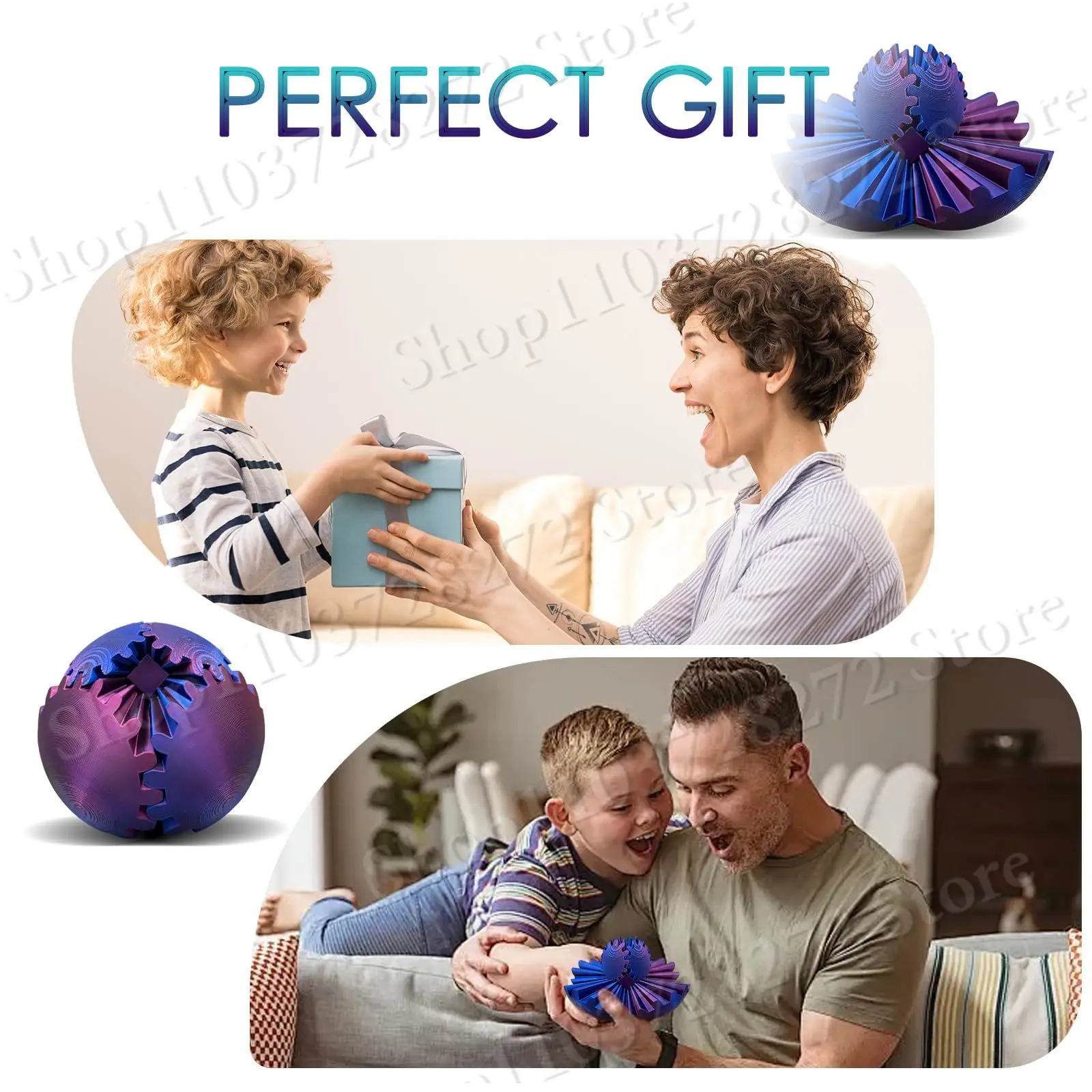 New 8cm 3D Printed Rotating Gear Ball Adjustable Direction Toy Rotating Ball High Quality Room Decoration Ornaments 2024