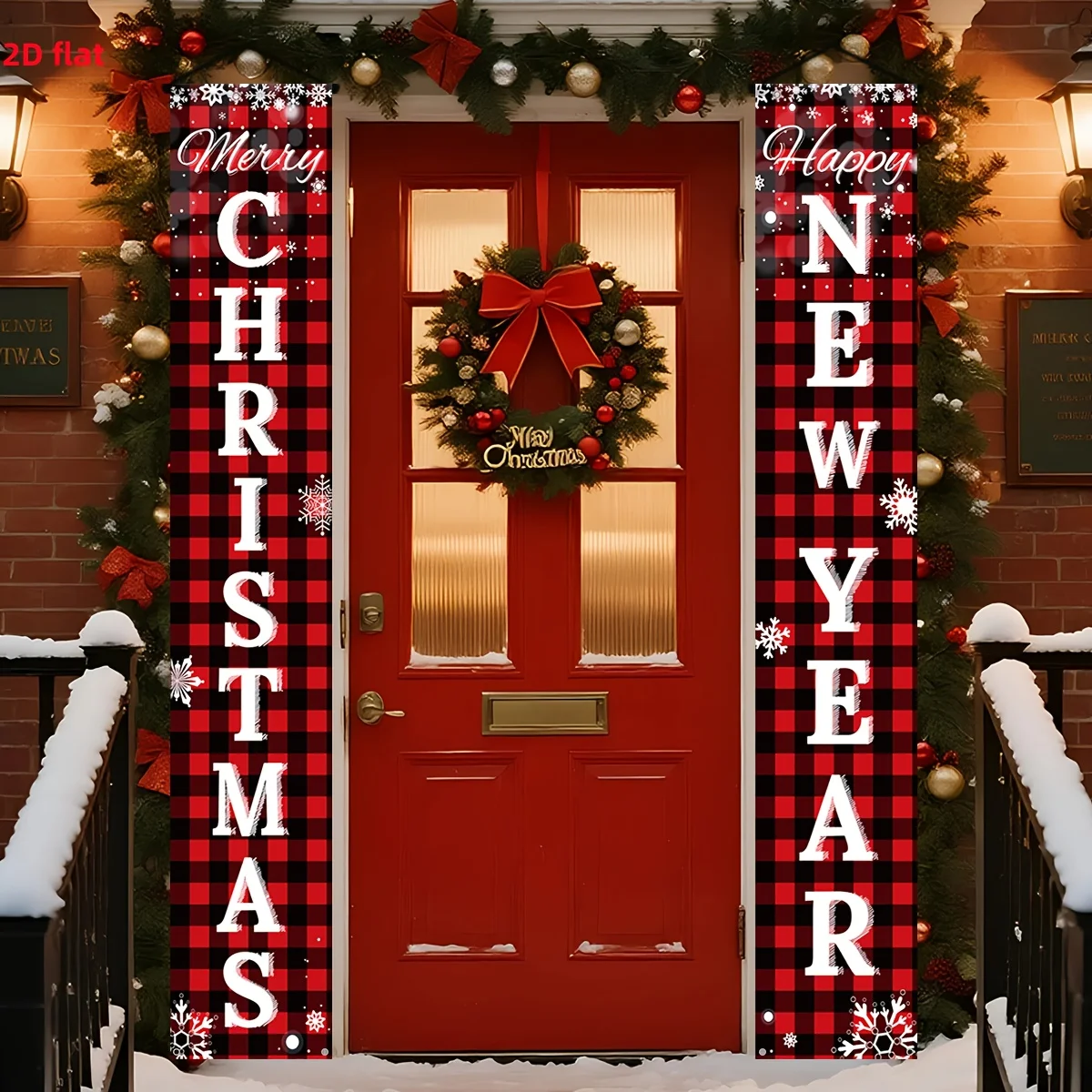 新年のお祝いとクリスマスのお祝いに使えるドアバナー。玄関、中 - Event & Party Supply Photos のレビューと価格