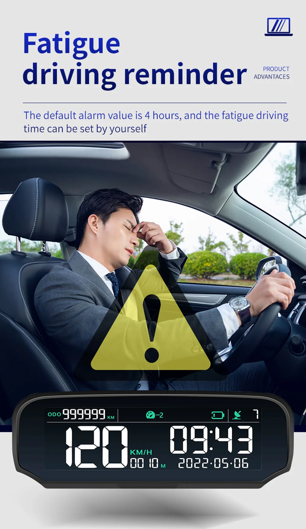 Head-Up-Display Neues Auto-Messgerät X100 Solar Drehzahlmesser mit Höhen- und Geschwindigkeitsalarm Windschutzscheiben-Projektor GPS Multifunktion X98 – Detail 10
