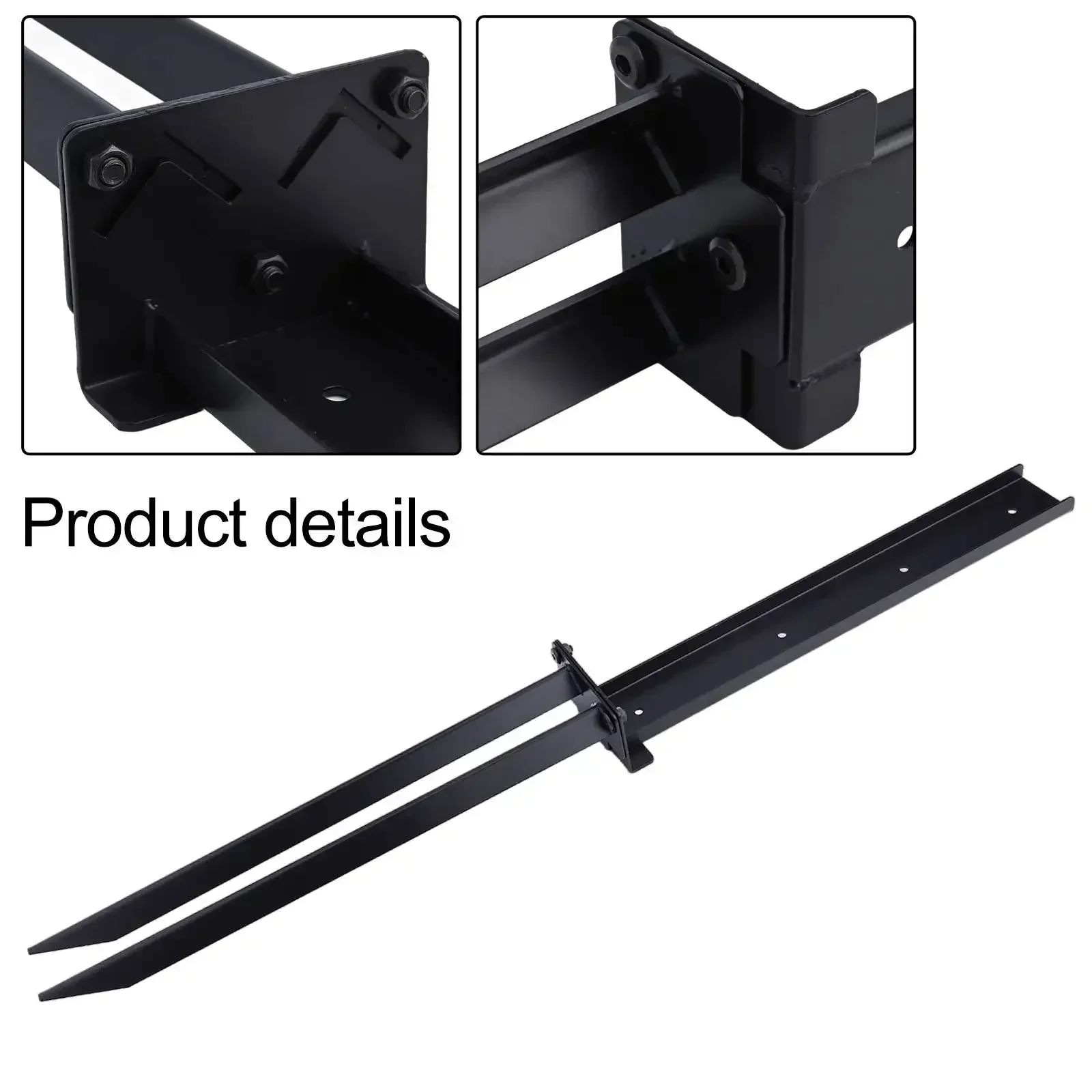 Kit Kit, Fence Post Anchor Repair Kit 2pcs Along With Reinforced Steel Piles Approx.15.6*15.7*2.4*2.2 Inches Black Bracket