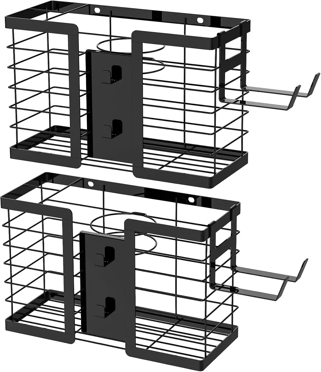 

Набор из 2 термостойких органайзеров для инструментов для укладки волос, металлический настенный держатель 3-в-1 для фена, выпрямителя и плойки, хранение в ванной комнате