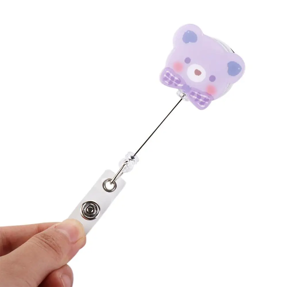 Bear School Supplies 360 Rotating Name Tag Reel Clip ID Card Clips Name Card Holder Retractable Badge Reel Badge Holder