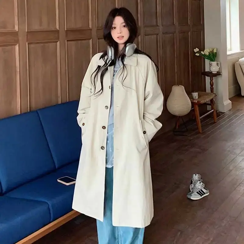 

Женская одежда, весенне-осенняя модная простая трендовая пуговица, сплошной цвет, женский воротник-поло, винтажная ветровка с карманами и длинными рукавами