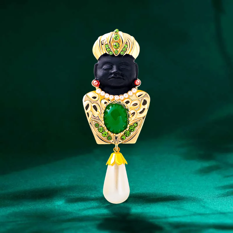 Exotic Egyptian King Medieval Brooches High Quality Alloy Lapel Pin Women\'s Vintage Corsage African Tribal Chief Brooch Pin