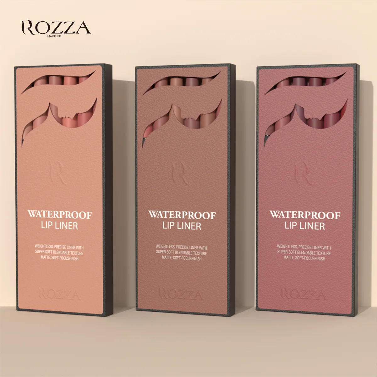 Rozza – ensemble de crayons à lèvres nus – Crayons à lèvres résistants à l'eau et finition mate avec squalane, ne tache pas, dans des nuances de baies et de corail